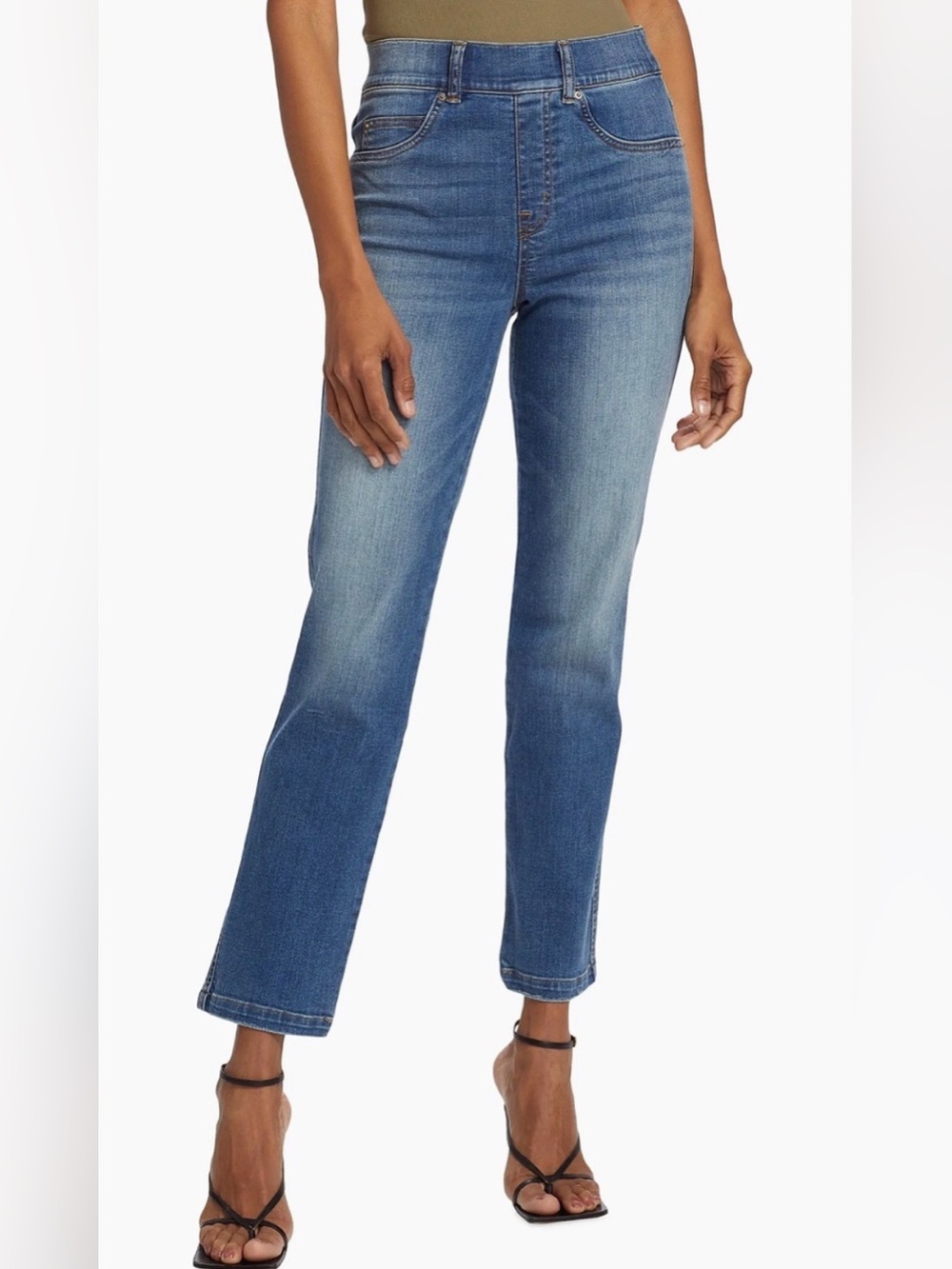 SPANX Straight-Leg Ankle Jeans in Vintage Indigo pull on size XL